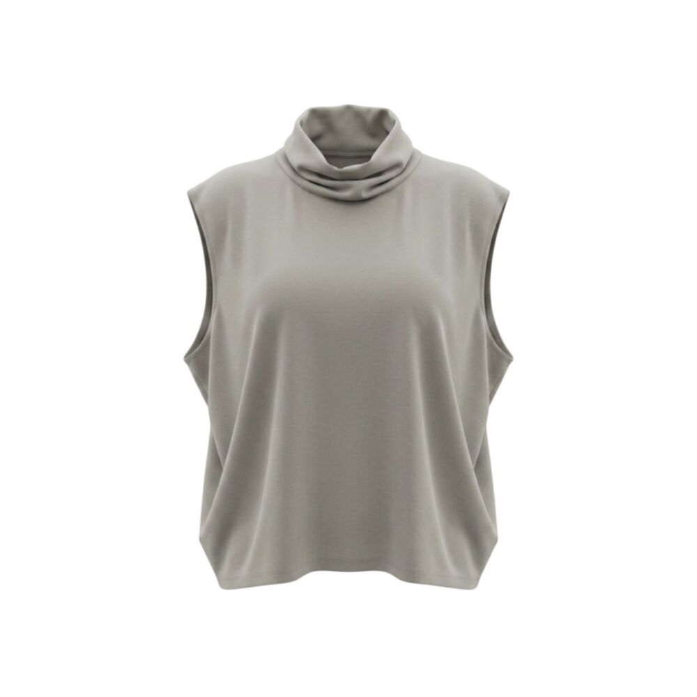 Susan Graver Modern Essentials Liquid Knit Cowl Neck Sleeveless Top Taupe XLP